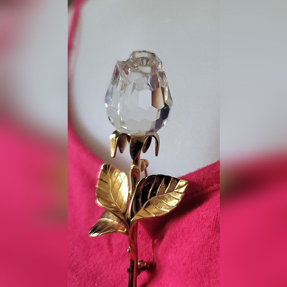 Swarovski Crystal Rose Brooch